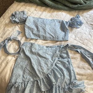 Blue Floral Two-Piece Set